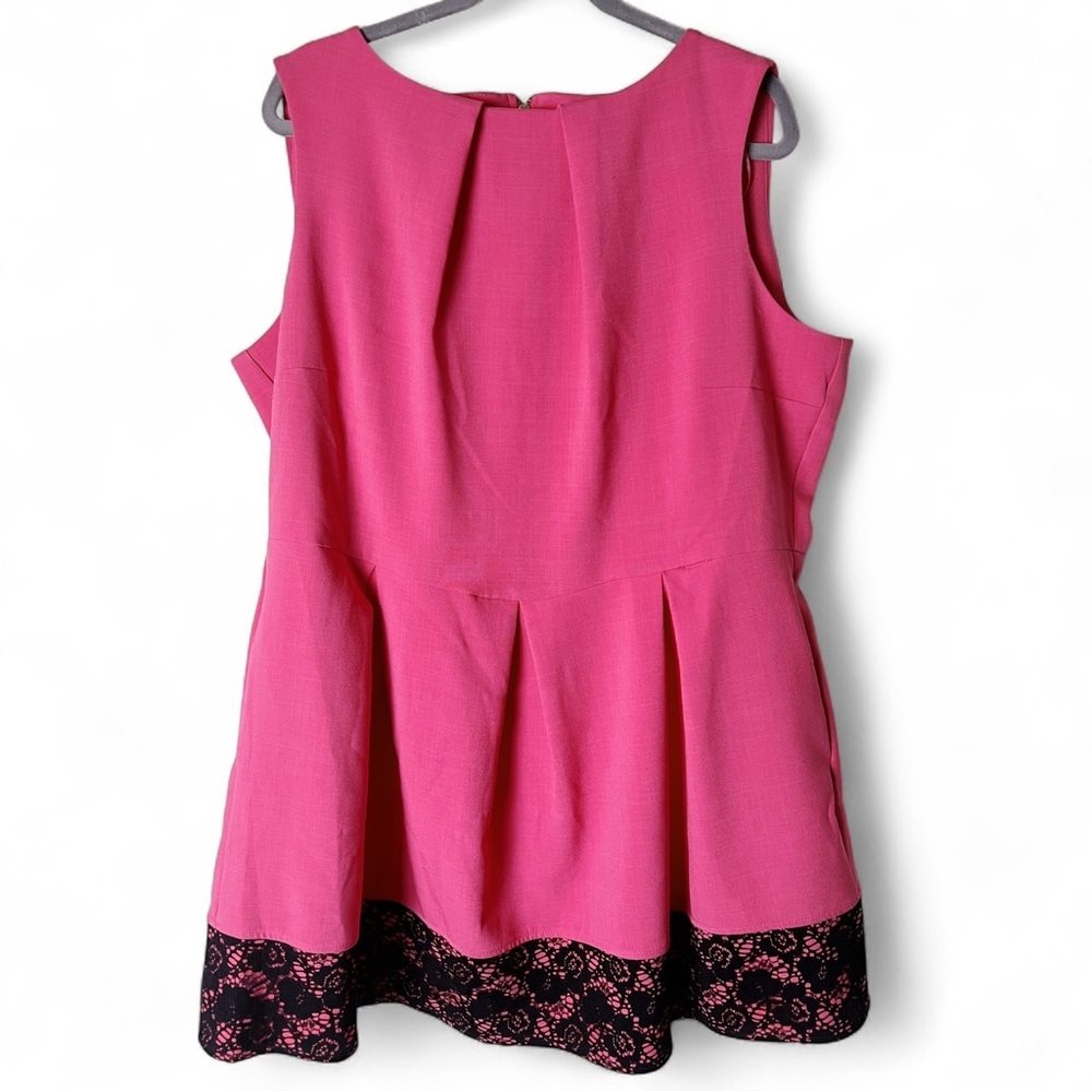 Closet London - Pink Fit & Flare Dress NWT Black Lace Hem Sleeveless - Sz. 22